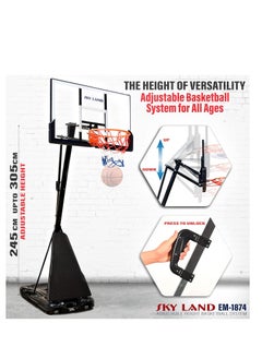 Sky Land Basketball Hoop Sports Pro Size for Adults with Wheels| Adjustable Height 8-10 ft | 50" Shatterproof Acrylic Backboard| Portable Shooting Hoop Basketball System for Indoor/Outdoor  - Image 3