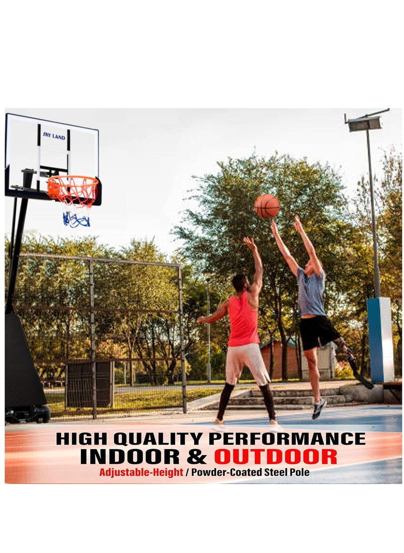 Sky Land Basketball Hoop Sports Pro Size for Adults with Wheels| Adjustable Height 8-10 ft | 50" Shatterproof Acrylic Backboard| Portable Shooting Hoop Basketball System for Indoor/Outdoor  - Image 5