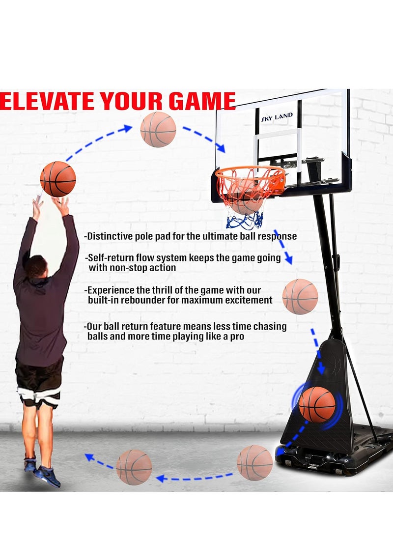 Basketball Hoop Sports Pro Size for Adults with Wheels| Adjustable Height 8-10 ft | 50" Shatterproof Acrylic Backboard| Portable Shooting Hoop Basketball System for Indoor/Outdoor