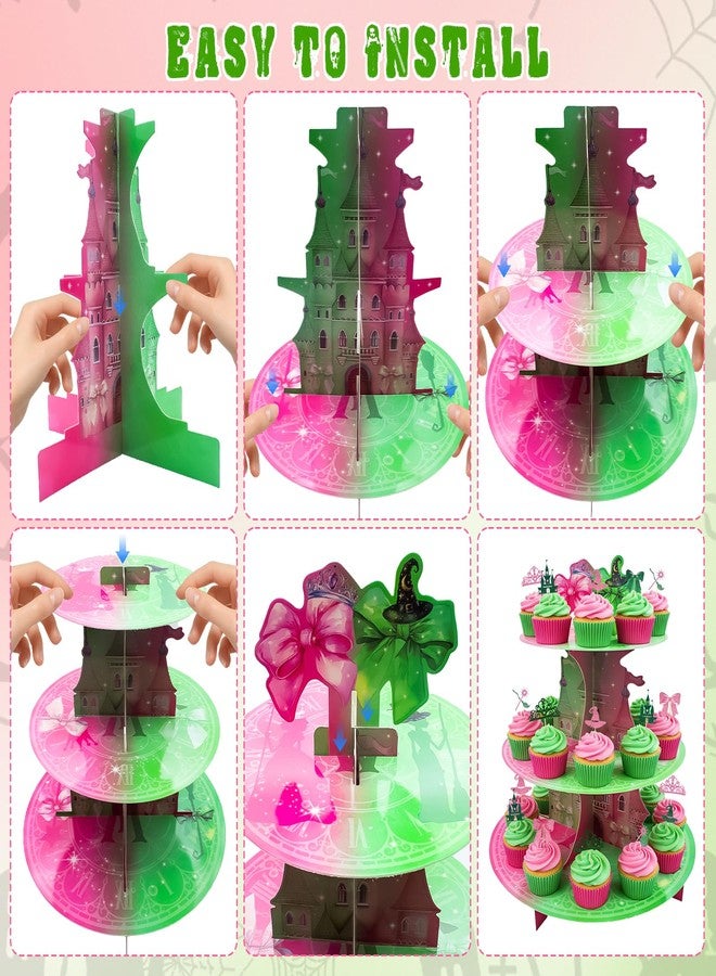 KCMOSGI 16 Pcs Witch Cupcake Stand with Cupcake Toppers, 3 Tiers Witch Cupcake Tower for Witch-Themed Birthday Parties, Halloween Parties, Princess Parties, or Baking Showcases - Image 4