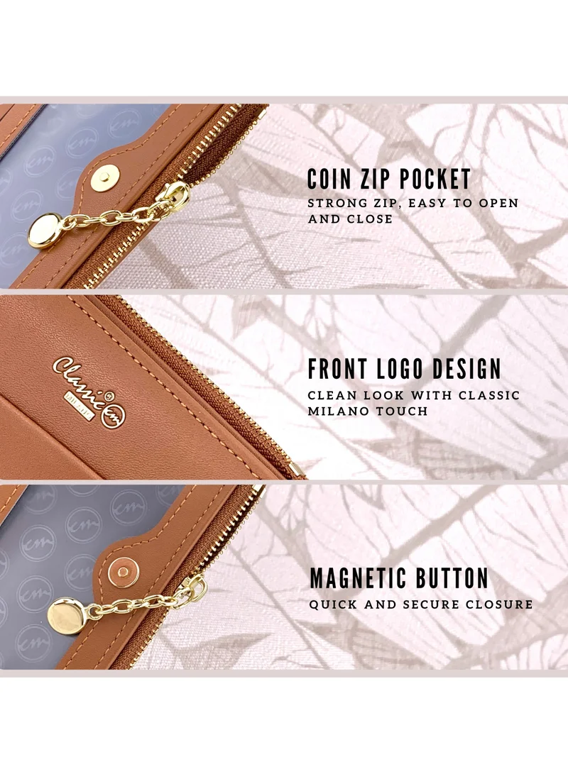 Classic Milano Brown (JFL-9-(3392)) Classic Milano Premium Faux Leather Wallet for Women with Coin Zip | Ladies Wallet Stylish Card Holder Purse | Slim Women's Wallet for Daily Use, Travel, and Gifting for Women | Best Price UAE