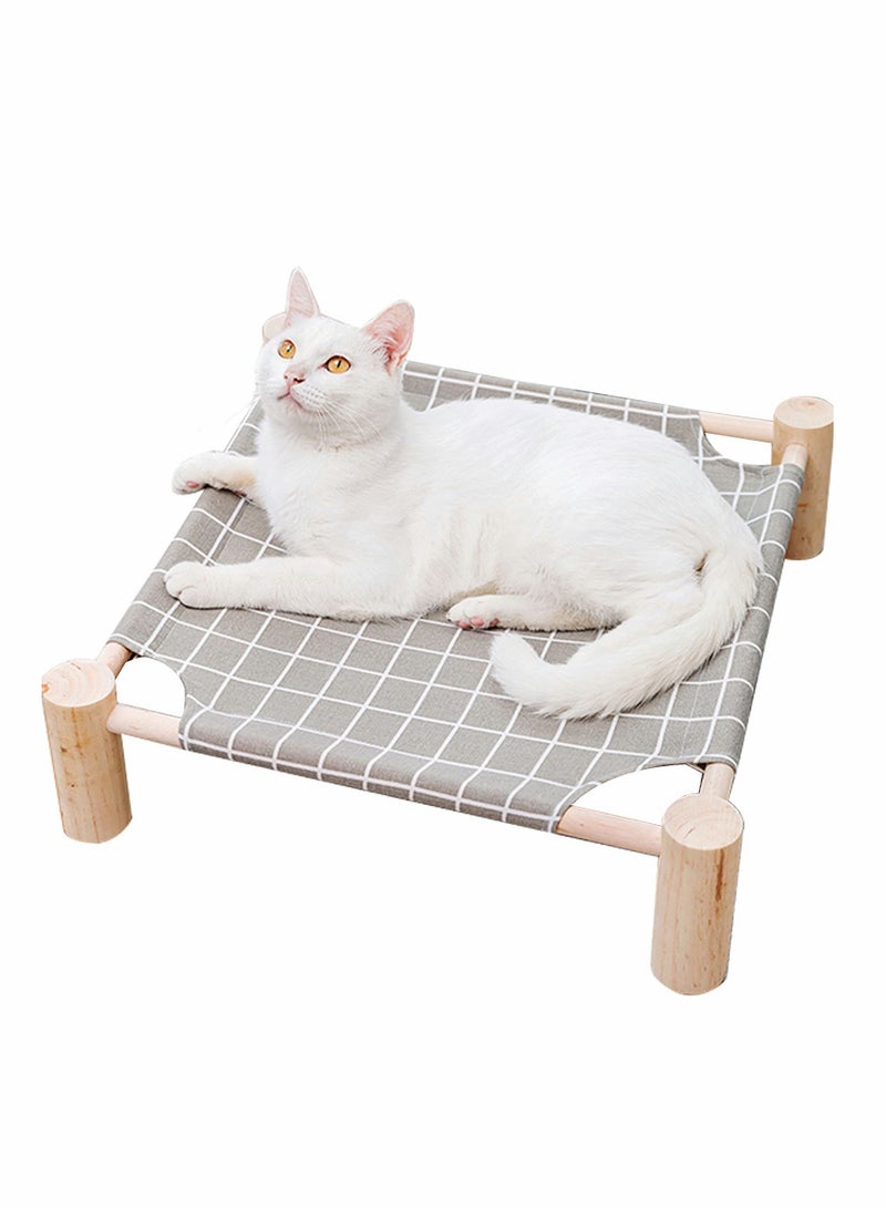 Wooden Elevated Cat Hammock Bed - Removable, Washable, and Breathable Pet Sleeping Bed for Ultimate Comfort and Cooling. Perfect for Your Feline Friend! - Image 1