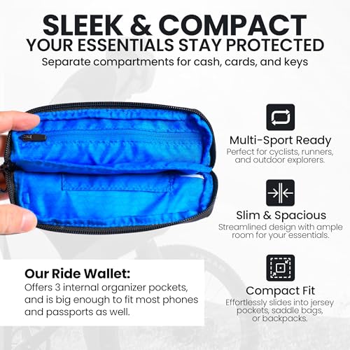 ALMSTHRE Ride Wallet 7”x4” - Cosmic Blue | Waterproof Cycling Wallet for Phone, Cards & Essentials | Durable Ripstop Nylon – Fits Most Phones & Passports | Secure Storage for Biking & Travel - Image 3
