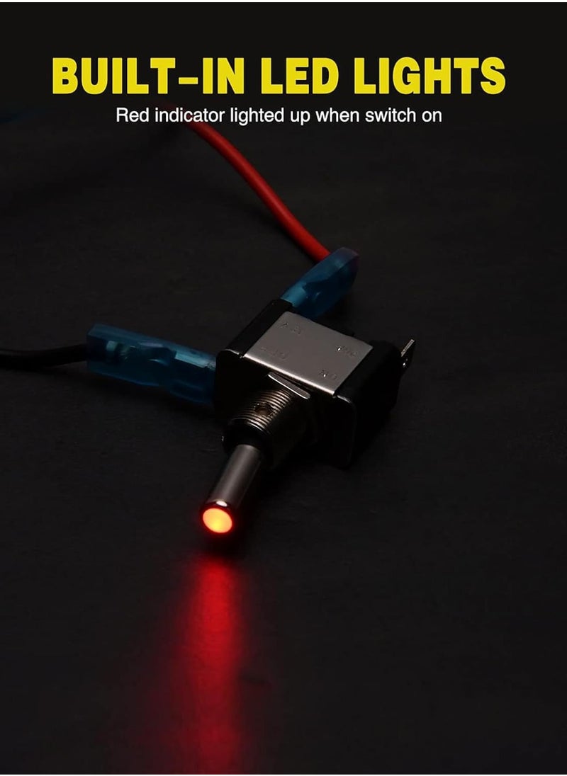 Royal - ROYAL - Toggle Switch with Light, Waterproof Toggle Switch 12V 20A with Weatherproof Boot Cap Cover - Heavy Duty ON-Off Switch for Auto Car Marine Boat (Red) - Image 1