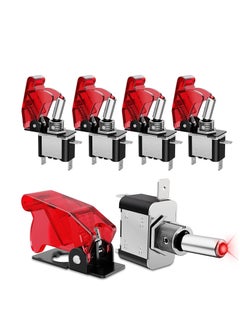 ROYAL - Toggle Switch with Light, Waterproof Toggle Switch 12V 20A with Weatherproof Boot Cap Cover - Heavy Duty ON-Off Switch for Auto Car Marine Boat (Red)