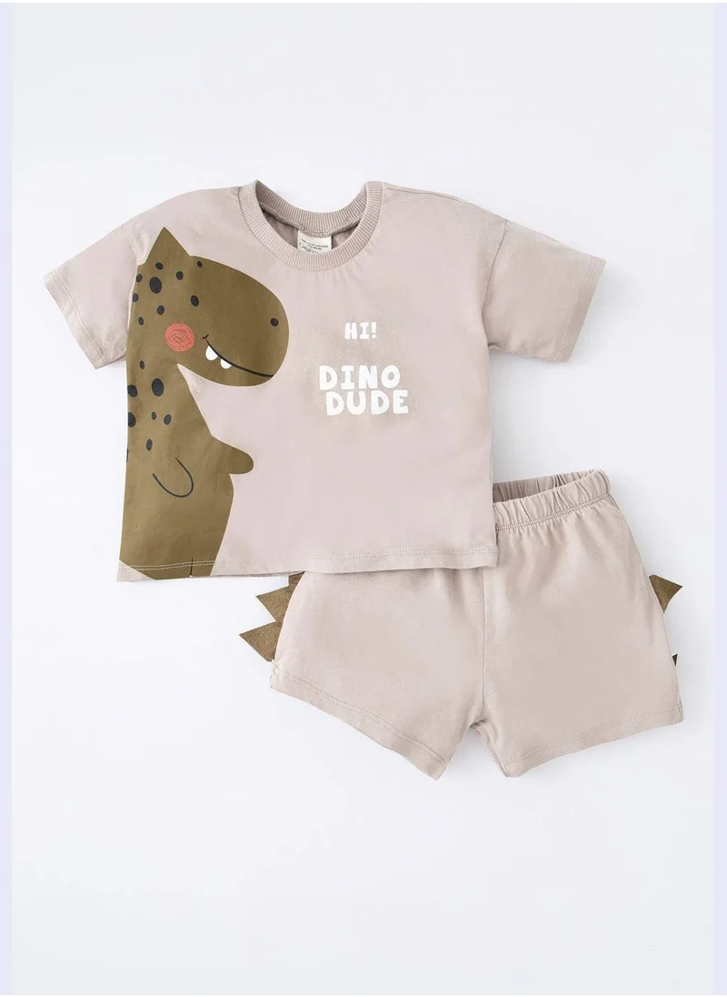 ديفاكتو Regular Fit Short Sleeve Dinasour Print Lounge Set