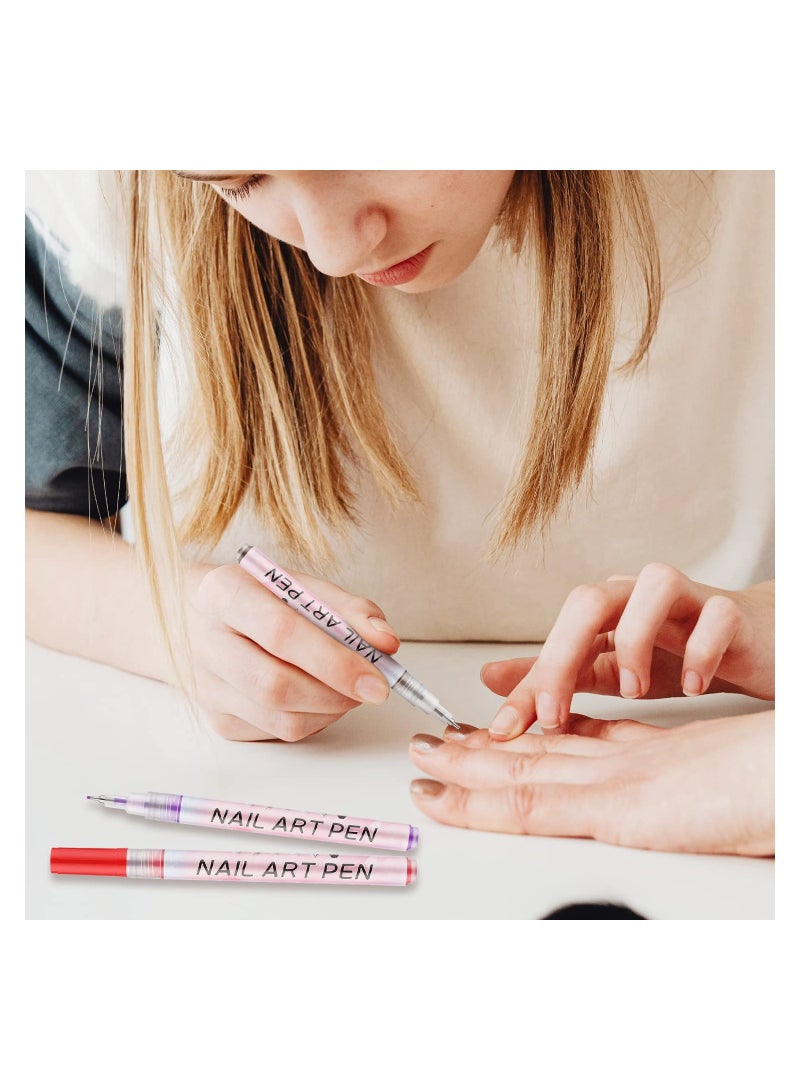 KASTWAVE طقم أقلام فن الأظافر 12 قطعة 3D، أقلام رسم فن الأظافر أدوات طلاء الأظافر للمانيكير تلوين الأظافر فن الأظافر الجمال (12 لون)  - Image 4