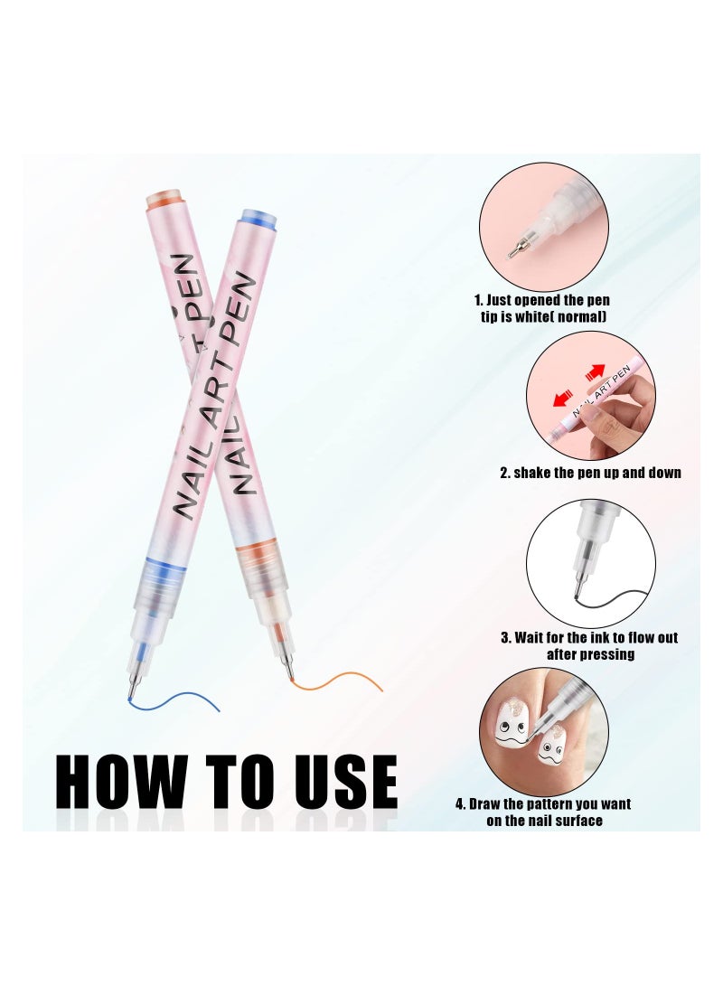 KASTWAVE طقم أقلام فن الأظافر 12 قطعة 3D، أقلام رسم فن الأظافر أدوات طلاء الأظافر للمانيكير تلوين الأظافر فن الأظافر الجمال (12 لون)  - Image 5