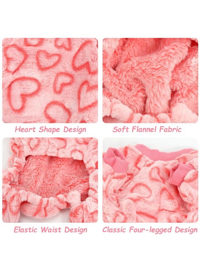 FUTERLY Dog Fleece Pajamas Dog Heart Pajamas Cute Dog Onesie Pajamas Warm Dog Valentines Pajamas Dog Clothes Dog Jumpsuit Dog Outfit Sweet Heart Dog Pajamas for Small Medium Cats and Dogs (Pink,M) - Image 5