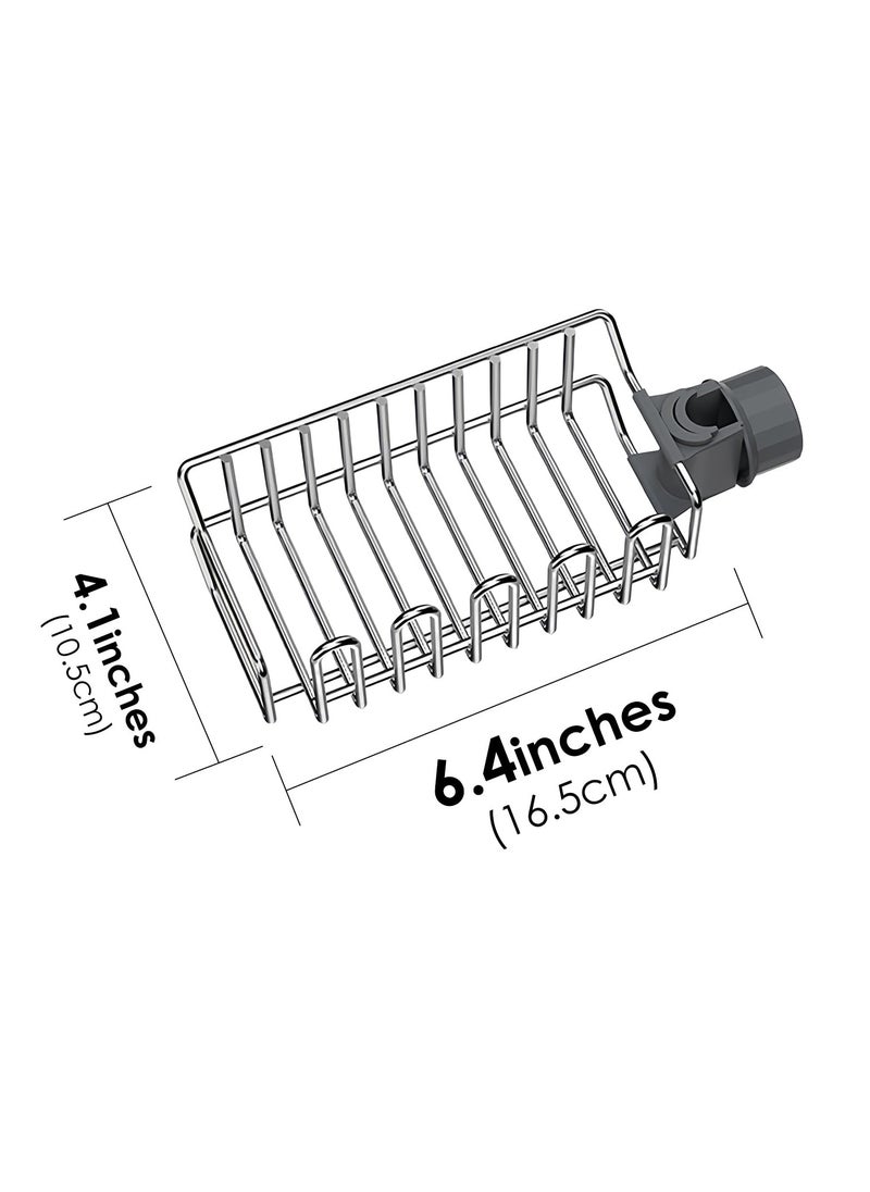 SYOSI Stainless Steel Sponge Holder for Faucet Sink, Detachable Scrub Kitchen Sink Sponge Holder Around Faucet Caddy for Bathroom, Kitchen, Sink Organizer Fits Soap, Dish, Items Storage  - Image 5