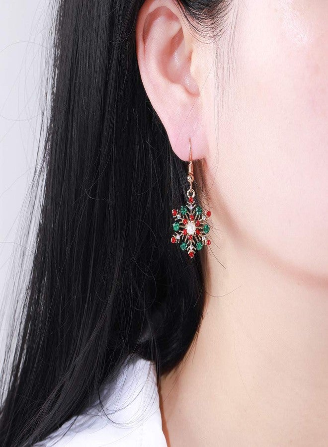 ZMANYIJEW Christmas Rhinestone Necklace Earring Sets for Women Snowflake Jewelry for Women Christmas Bell Snowflake Tree Earrings Necklace Set Christmas New Year Birthday Party Gift Christmas Stocking Stuffers - Image 2