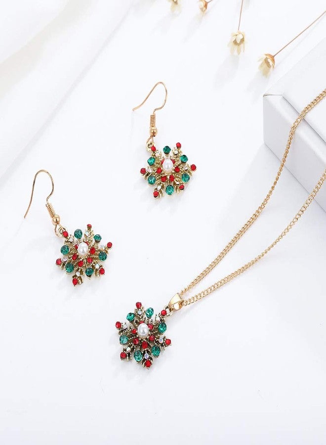 ZMANYIJEW Christmas Rhinestone Necklace Earring Sets for Women Snowflake Jewelry for Women Christmas Bell Snowflake Tree Earrings Necklace Set Christmas New Year Birthday Party Gift Christmas Stocking Stuffers - Image 5