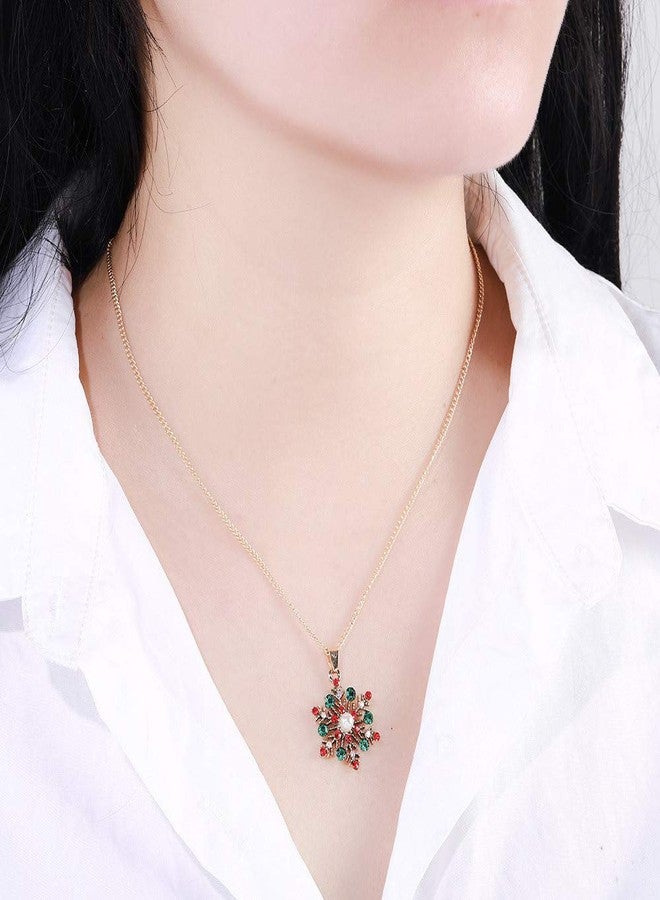 ZMANYIJEW Christmas Rhinestone Necklace Earring Sets for Women Snowflake Jewelry for Women Christmas Bell Snowflake Tree Earrings Necklace Set Christmas New Year Birthday Party Gift Christmas Stocking Stuffers - Image 3