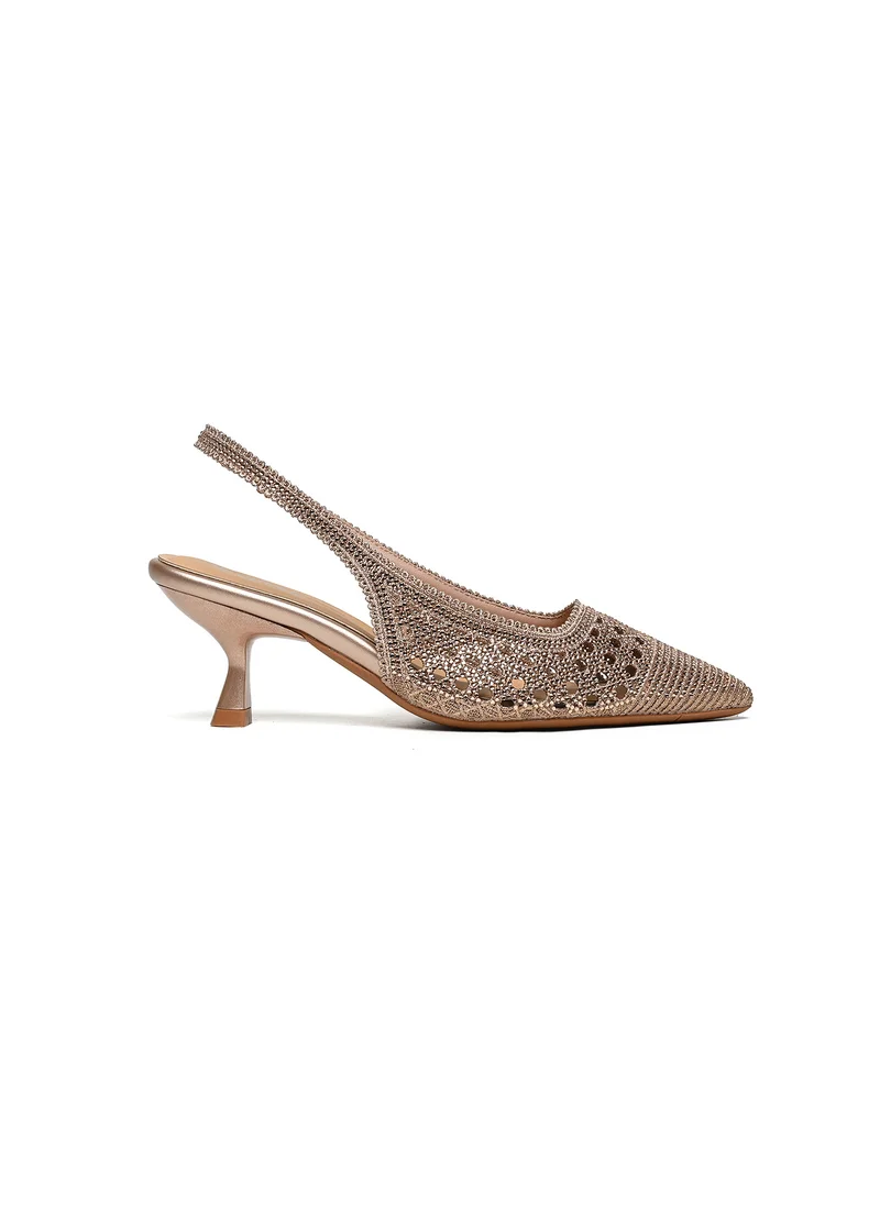 كيوبل Pointed-toe mid heeled slingback shoe lace-like design