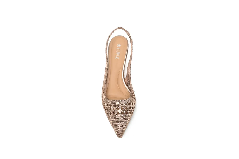 Cuple Pointed-toe mid heeled slingback shoe lace-like design