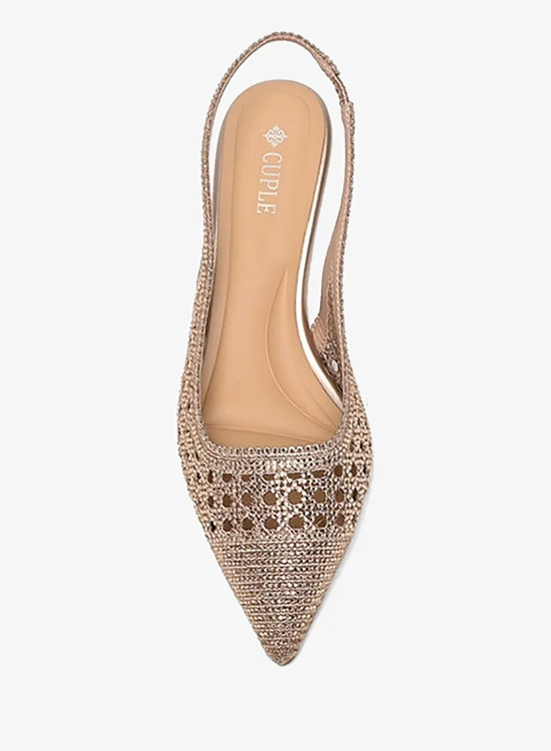 Cuple Pointed-toe mid heeled slingback shoe lace-like design