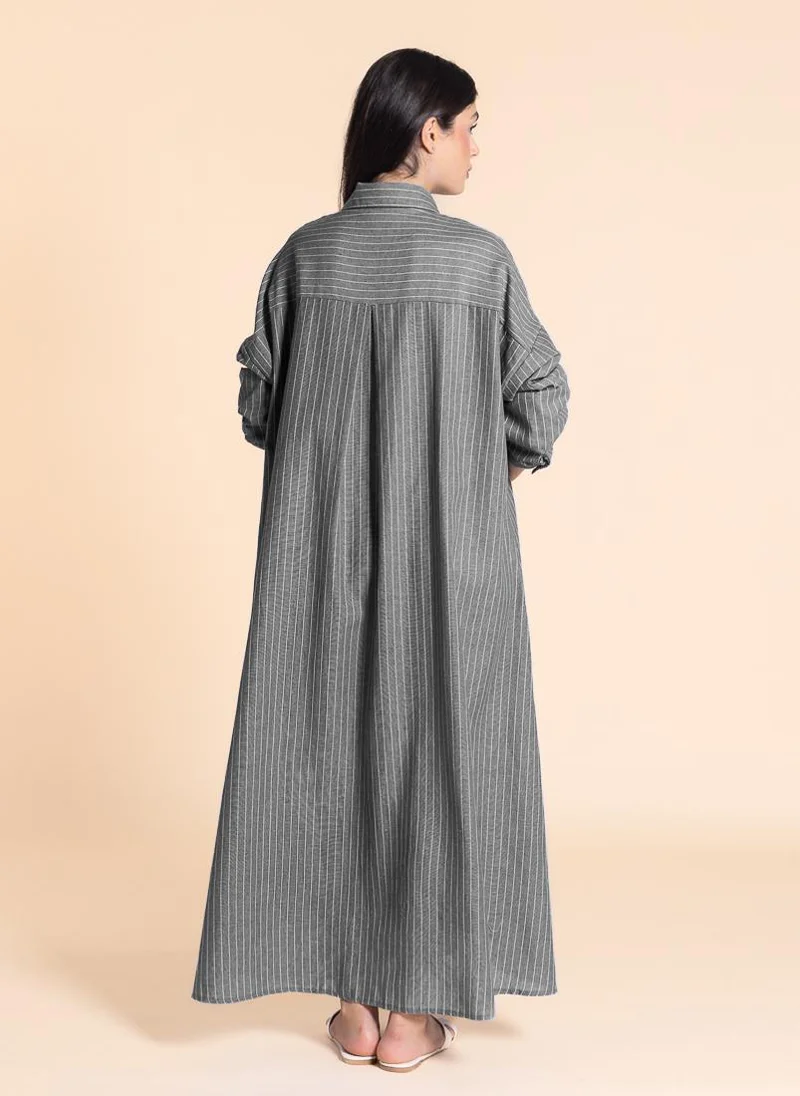 SHAPES Striped Shirred Maxi Dress
