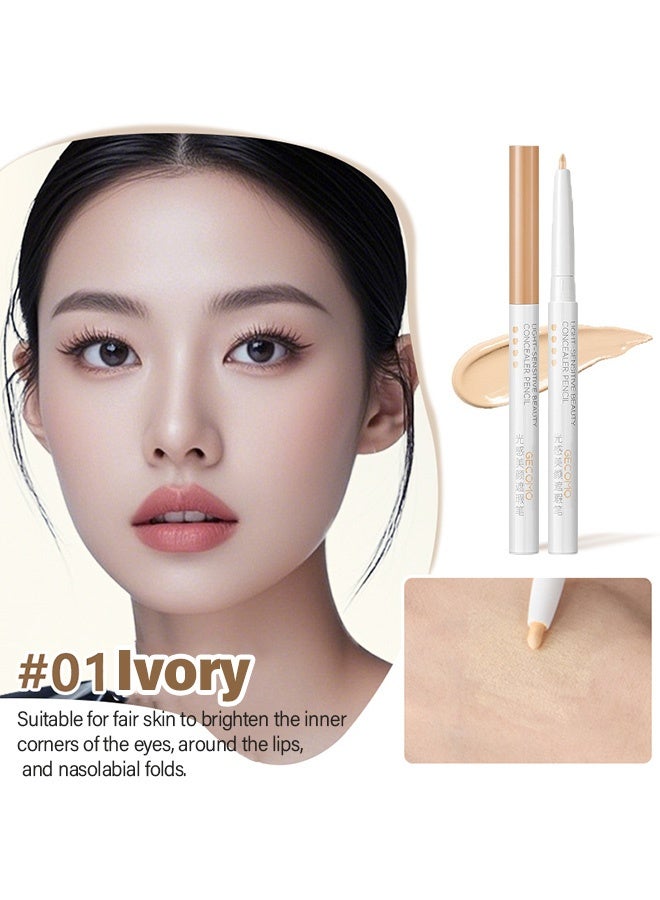 جيكومو قلم كونسيلر للجمال حساس للضوء، قلم كونسيلر متعدد الوظائف، 1/2/3 كونسيلر ماء بتغطية كاملة، قلم كونسيلر لتغيير خط الشفاه، تحسين شكل الحاجب 01# عاجي - Image 2