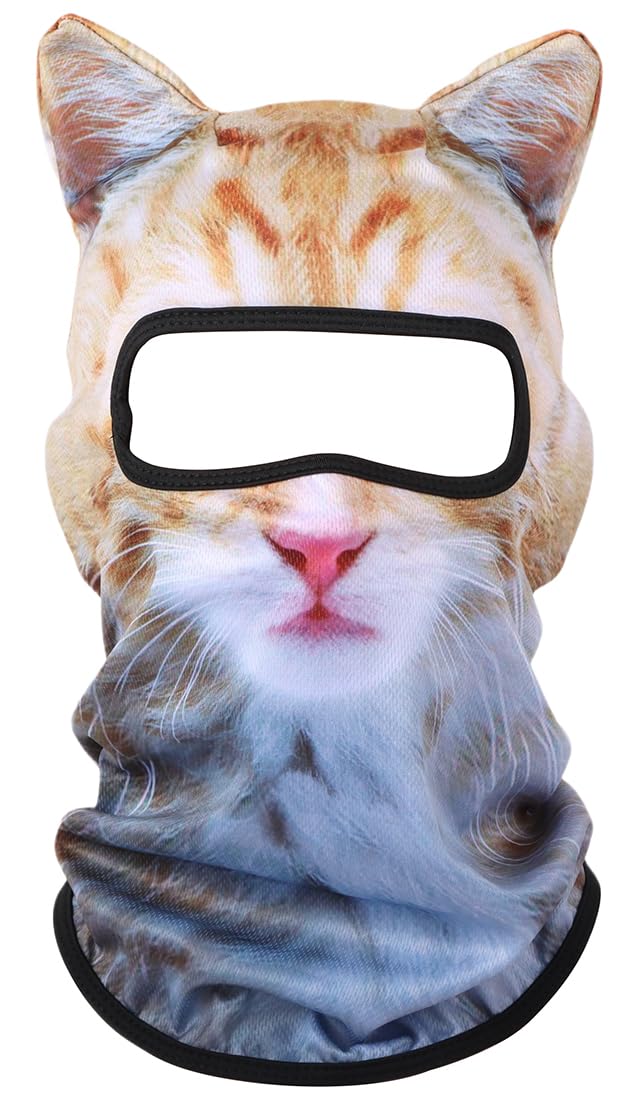 EUDOLAH 3D Cat Ski Balaclava Sheisty Face Mask with Ears Cute Animal Ski Mask for Music Festivals Raves Party Outdoor Activities Cat Orange - Image 2