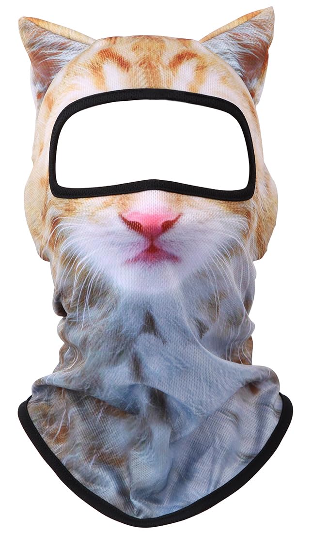 EUDOLAH 3D Cat Ski Balaclava Sheisty Face Mask with Ears Cute Animal Ski Mask for Music Festivals Raves Party Outdoor Activities Cat Orange - Image 1