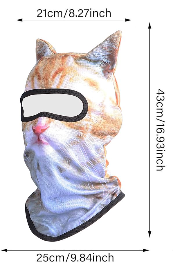 EUDOLAH 3D Cat Ski Balaclava Sheisty Face Mask with Ears Cute Animal Ski Mask for Music Festivals Raves Party Outdoor Activities Cat Orange - Image 3