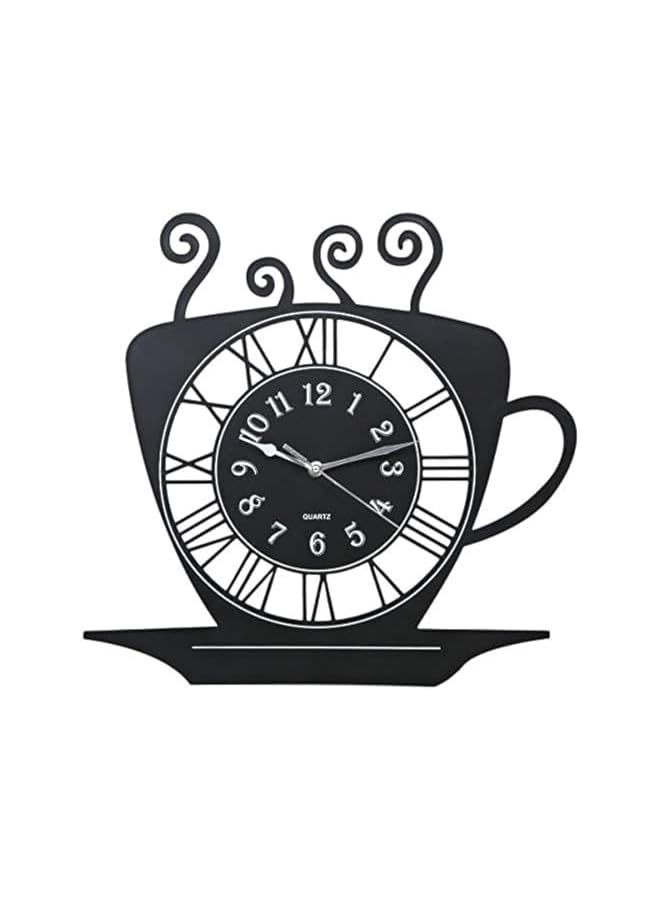 The Bros ساعة حائط على شكل فنجان شاي بلاستيكية ضحلة، سوداء - BD-CLK-CS - Image 2