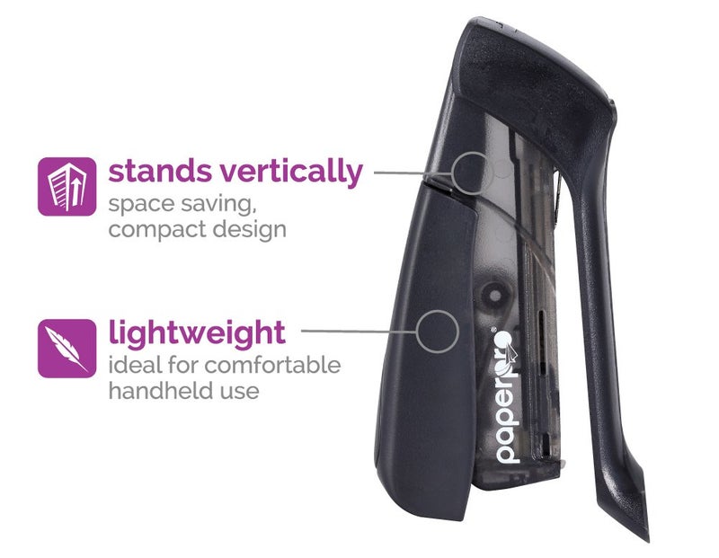 PaperPro Compact Classic Desktop Stapler, 15 Sheet Capacity, No Effort, One Finger, 80% Easier Stapling, Black - Image 4