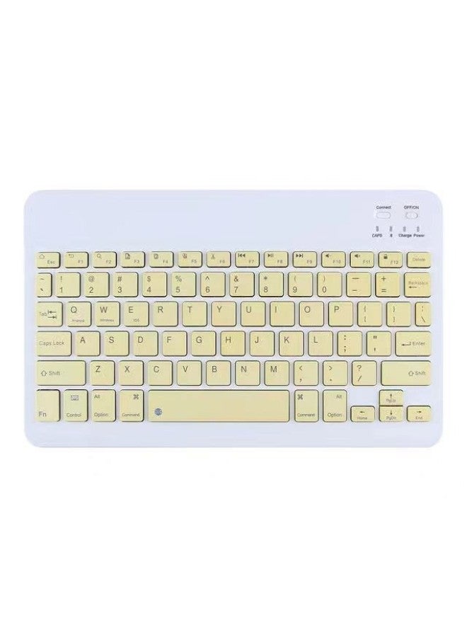 Bluetooth Keyboard IPad For Tablet PC Wonderful Control Keyboard Mobile Phone Wireless Bluetooth Keyboard Mouse Suit Cross Border-Color:10inch Yellow Bluetooth Keyboard - Image 1