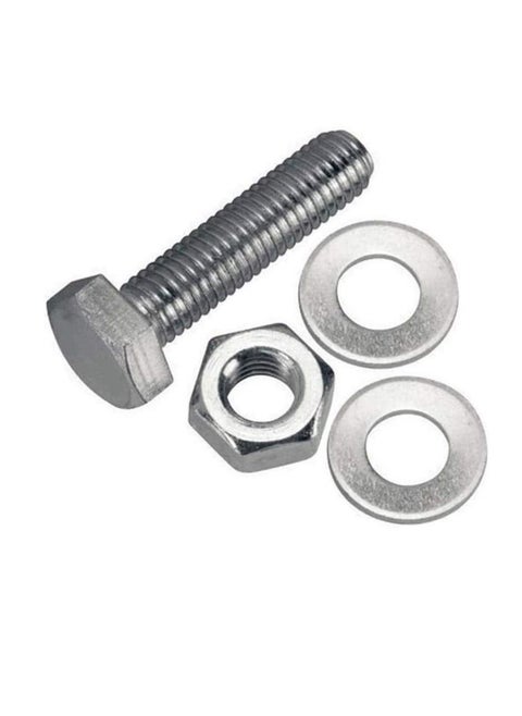 12 pcs Hex Head Screw Bolts Nuts & Washers Fully Thread GI Plain Finish Bolt Set. (6, 120MM)