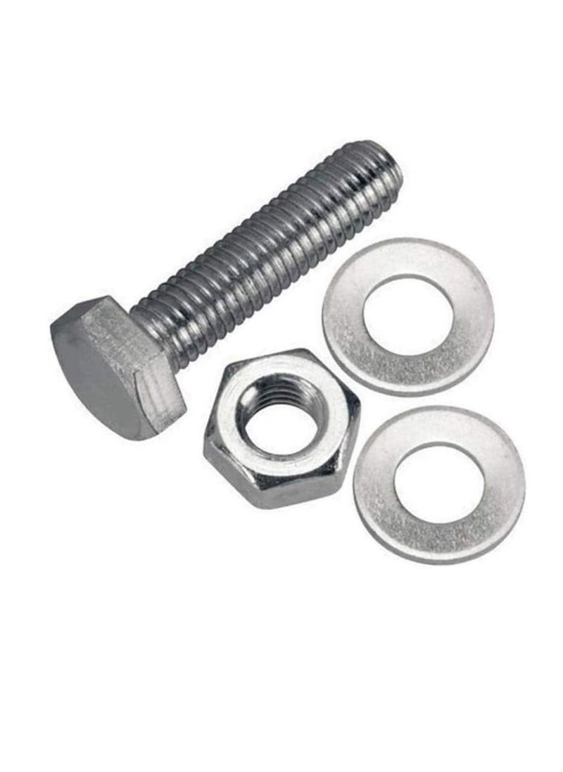 12 pcs Hex Head Screw Bolts Nuts & Washers Fully Thread GI Plain Finish Bolt Set. (6, 120MM)