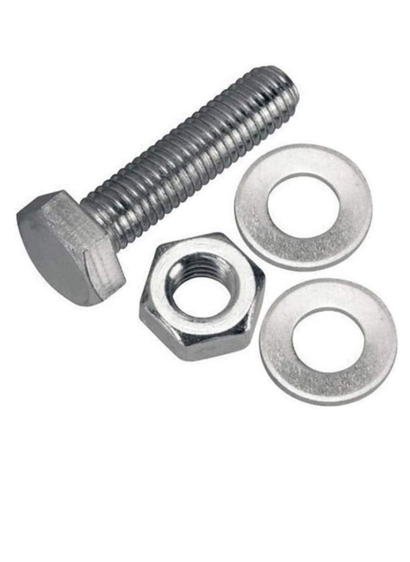 12 pcs Hex Head Screw Bolts Nuts & Washers Fully Thread GI Plain Finish Bolt Set. (6, 120MM)