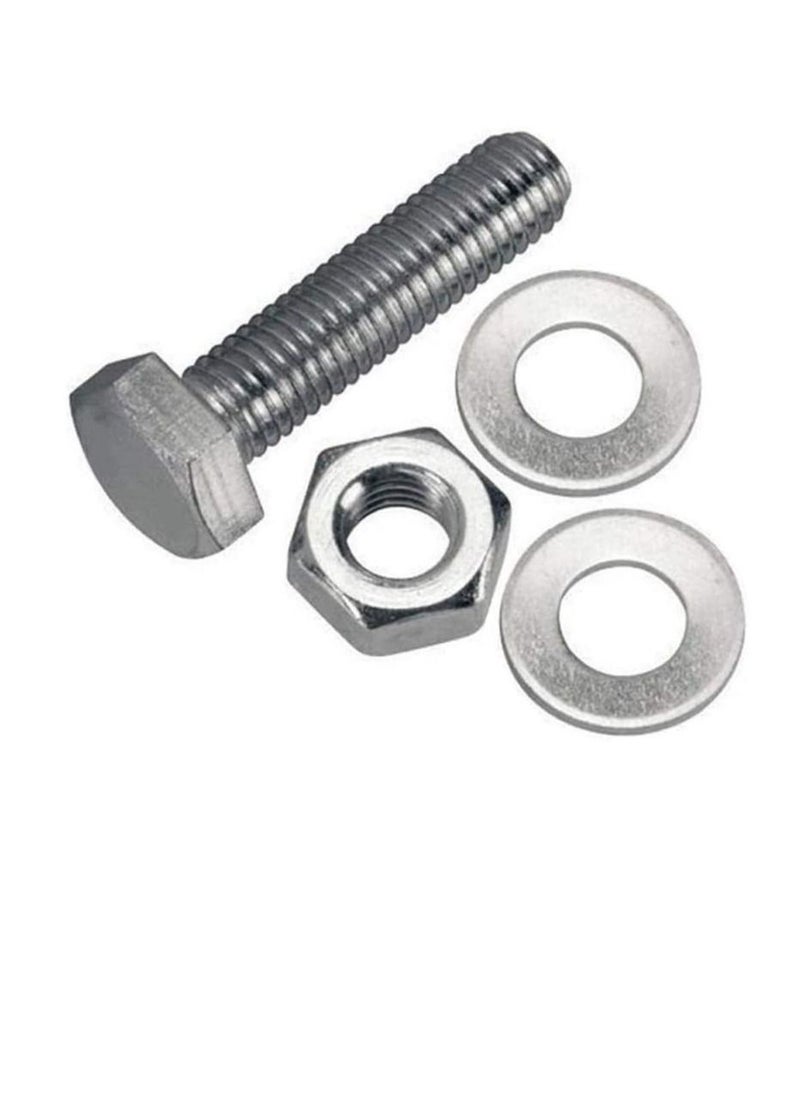 12 pcs Hex Head Screw Bolts Nuts & Washers Fully Thread GI Plain Finish Bolt Set. (6, 120MM)