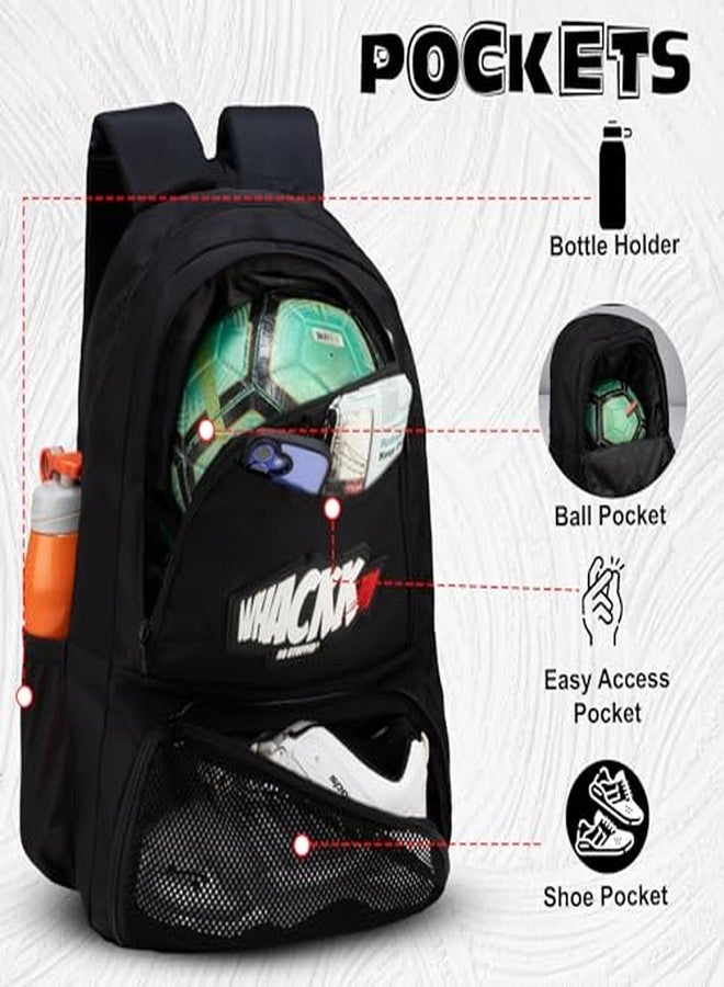WHACKK Strike Black Soccer Football Basketball Volleyball Kitbag Backpack Soccer Ball (Black) - Image 4