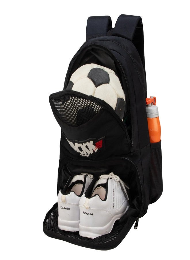 WHACKK Strike Black Soccer Football Basketball Volleyball Kitbag Backpack Soccer Ball (Black) - Image 2