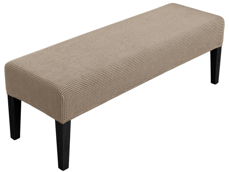 SPRINGRICO Stretch Dining Bench Cover Removable Bench Slipcover Washable Bench Seat Protector Rectangle Bench Cover for Dining Room Living Room Bedroom Kitchen S1Khaki