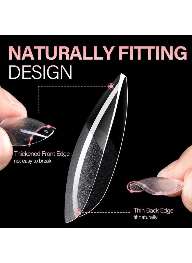AILLSA Short Almond Nail Tips Soft Gel Preshaped Acrylic Nail Tips Half Matte Full Cover Nail Tips Clear Gelly Press On Flase Nail Tips For Extension Nail Manicure Home Diy 216Pcs 12Sizes - Image 2