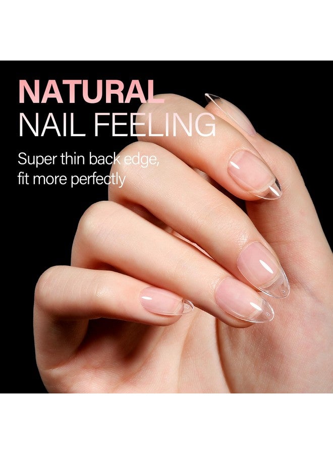 AILLSA Short Almond Nail Tips Soft Gel Preshaped Acrylic Nail Tips Half Matte Full Cover Nail Tips Clear Gelly Press On Flase Nail Tips For Extension Nail Manicure Home Diy 216Pcs 12Sizes - Image 3