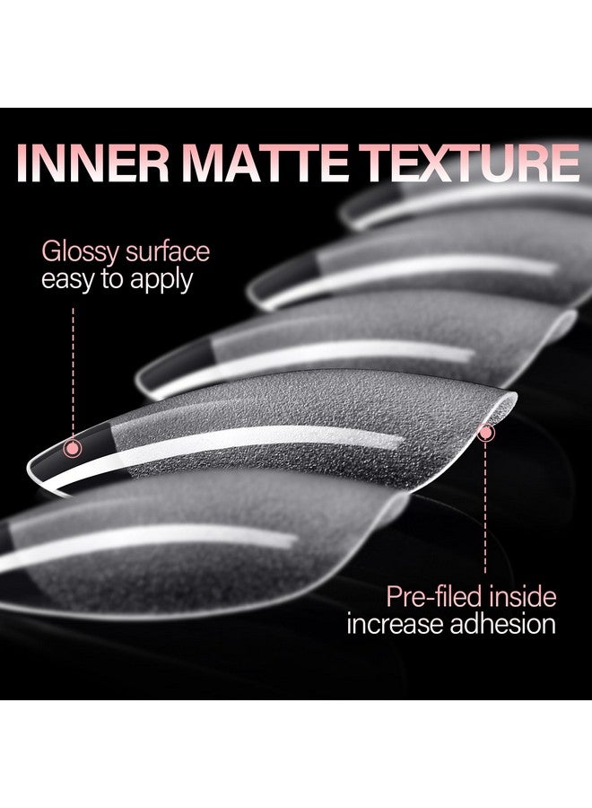 AILLSA Short Almond Nail Tips Soft Gel Preshaped Acrylic Nail Tips Half Matte Full Cover Nail Tips Clear Gelly Press On Flase Nail Tips For Extension Nail Manicure Home Diy 216Pcs 12Sizes - Image 4