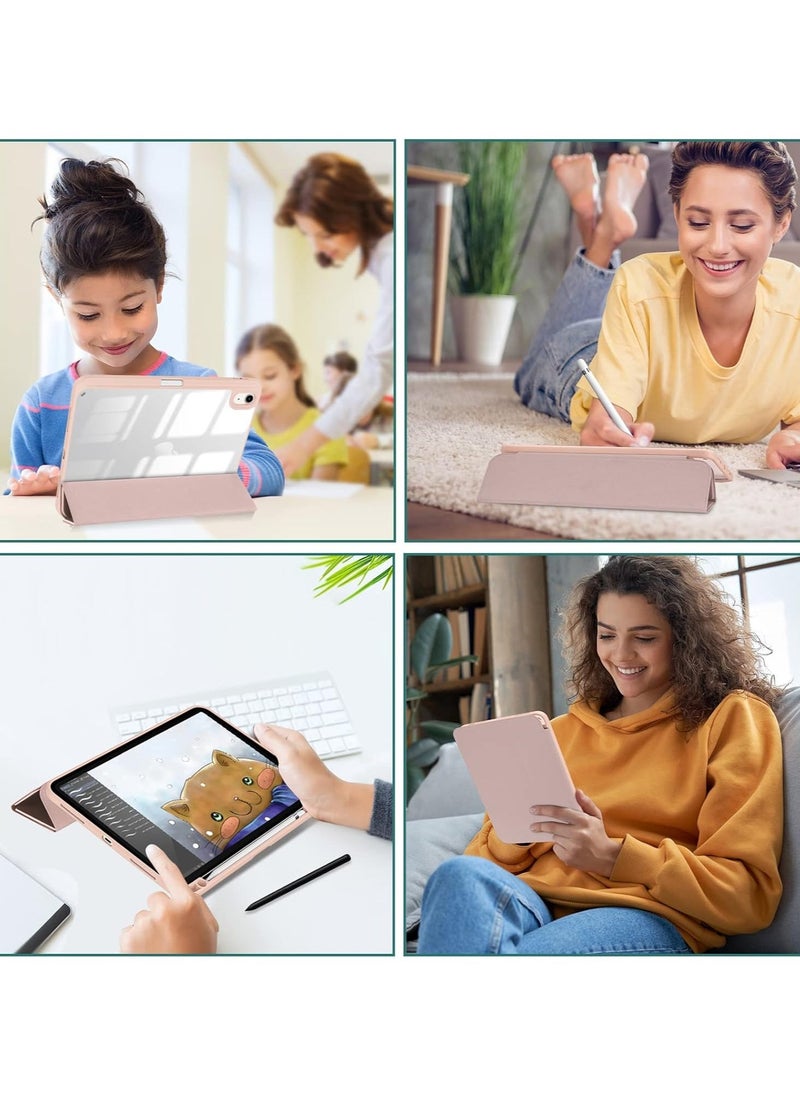 IAF iPad 10.9 Inch 10th Gen Case with Pencil Holder 2022 Clear Transparent Back Shell Trifold Protective cover Shockproof Cover for 2022 iPad 10th Gen A2696 A2757 A2777 Pink - Image 4