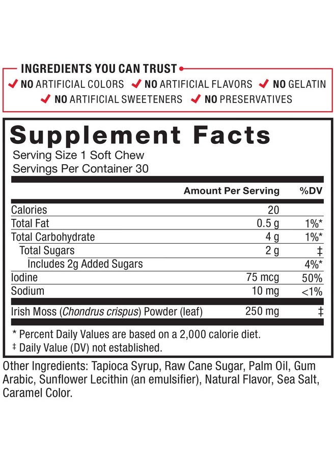 Force Factor - Sea Moss Soft Chews Support Immunity Digestion And Heart Health Irish Sea Moss Superfood & Antioxidants Supplement Nongmo Glutenfree Salted Caramel Flavor 30 Soft Chews - Image 1