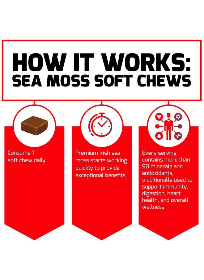 Force Factor - Sea Moss Soft Chews Support Immunity Digestion And Heart Health Irish Sea Moss Superfood & Antioxidants Supplement Nongmo Glutenfree Salted Caramel Flavor 30 Soft Chews - Image 1