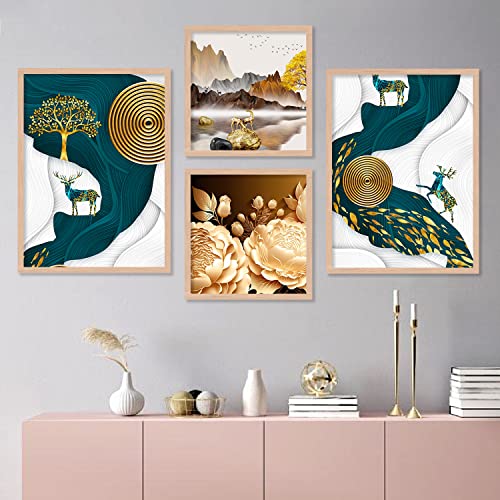 walllane - Beige Colour Art Painting For Living Room Bedroom Office | Modern Art Painting With Frame | Painting For Wall Decoration (10 Inch x 13 Inch) Set 4 Cate- 001 - Image 4