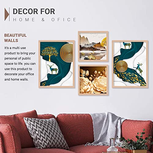 walllane - Beige Colour Art Painting For Living Room Bedroom Office | Modern Art Painting With Frame | Painting For Wall Decoration (10 Inch x 13 Inch) Set 4 Cate- 001 - Image 5