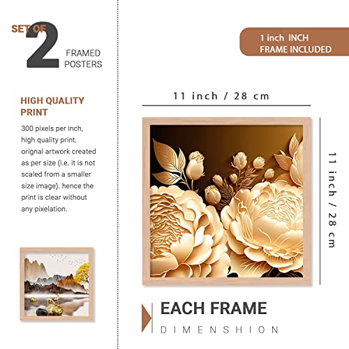 walllane - Beige Colour Art Painting For Living Room Bedroom Office | Modern Art Painting With Frame | Painting For Wall Decoration (10 Inch x 13 Inch) Set 4 Cate- 001 - Image 3