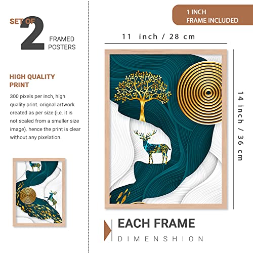 walllane - Beige Colour Art Painting For Living Room Bedroom Office | Modern Art Painting With Frame | Painting For Wall Decoration (10 Inch x 13 Inch) Set 4 Cate- 001 - Image 2