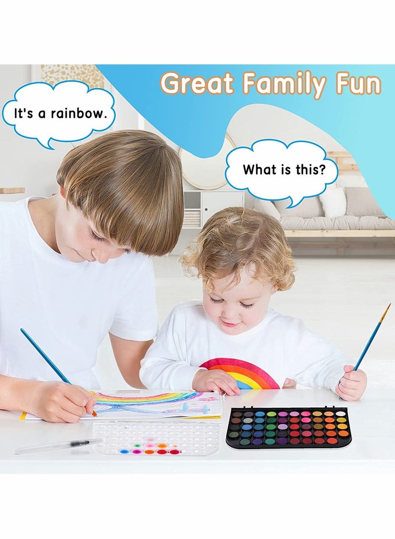 48 Colors Non-toxic Watercolor Paint Set with Brush, Refillable Water Brush Pen & Palette - Washable Paints for Kids, Adults, Artists & Beginners - Image 4
