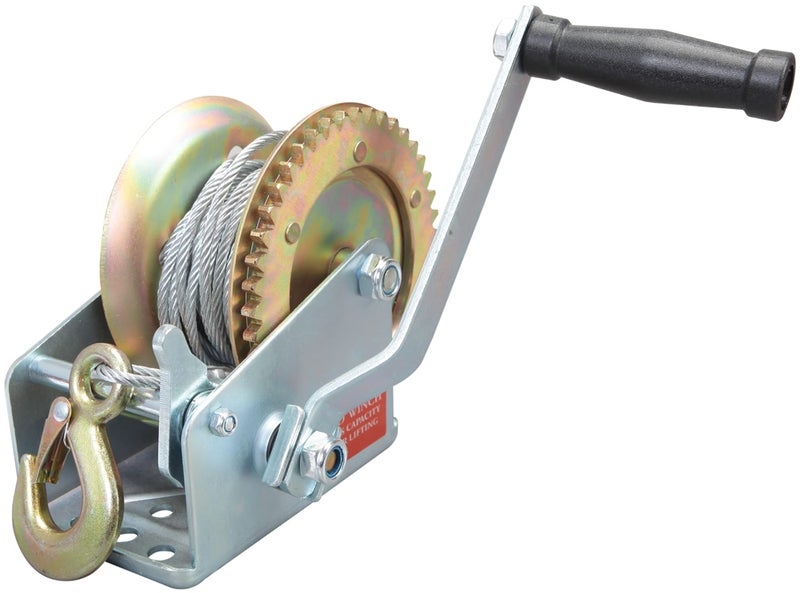 Torin ATRT1161CB 1600 lbs Capacity Heavy Duty Hand Winch with 328ft Steel Wire Cable Silver