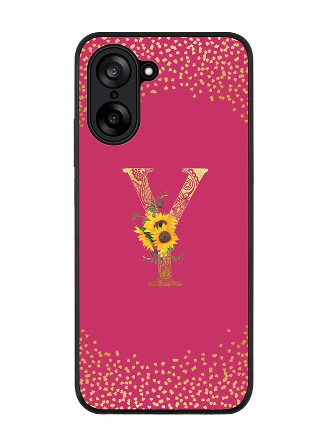 Stylizedd For OnePlus Nord CE5 / Ace 5 Racing Case,Slim fit Camera Protection, Shockproof Thin Phone cover  - Custom Floral Monogram - Y ( Deep Pink )
