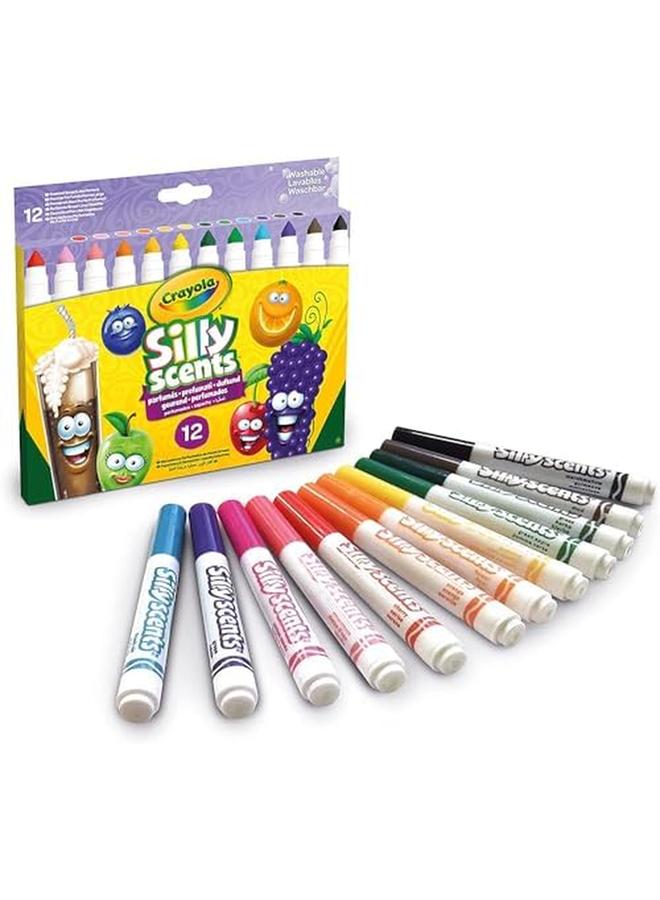 Crayola Silly Scents Broad Line Scented Markers 12 Pack With Matching Scents And Colors Fragrant Art Tools For Kids' Creativity Washable Ink Non Toxic Ideal For Ages 3 Plus  - Image 2