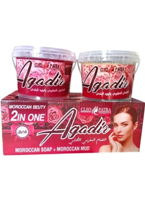 Cleopatra Agadir Moroccan Soap with Rose + Moroccan Clay 500g